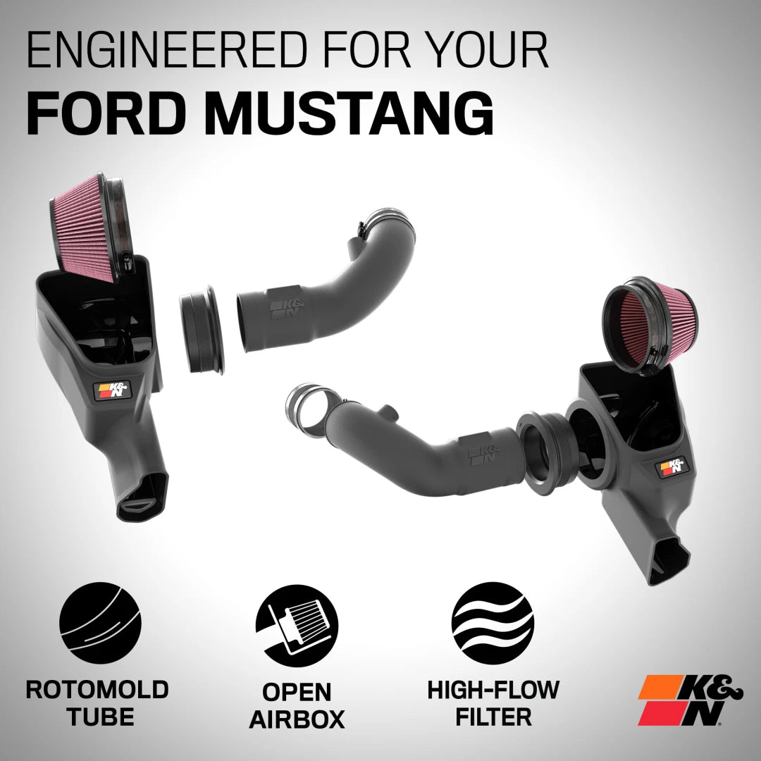 K&N 63 Series Aircharger High Performance Cold Air Intake Kits 2024+ Mustang 5.0