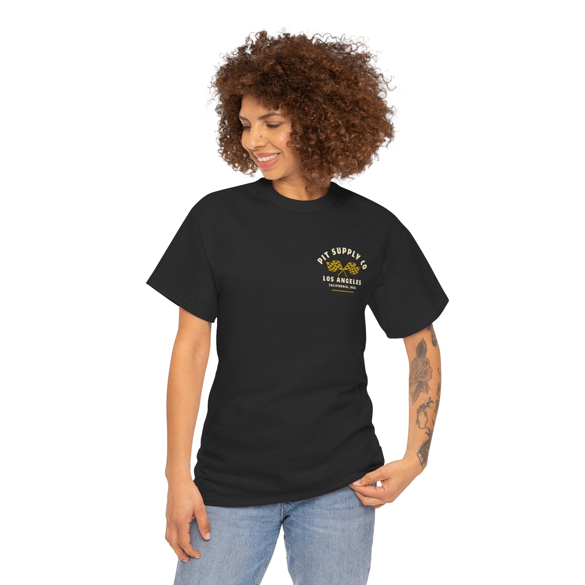 Pit Supply Co Vintage Crossed Checkered Flag Tee