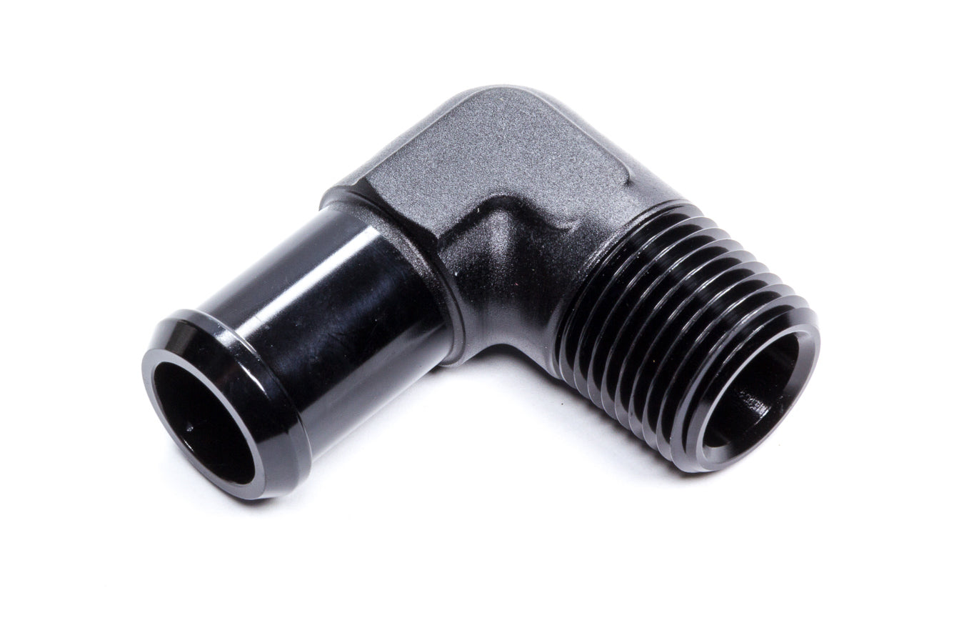 Hose End 90-deg 1/2npt to 3/4 Barb Black