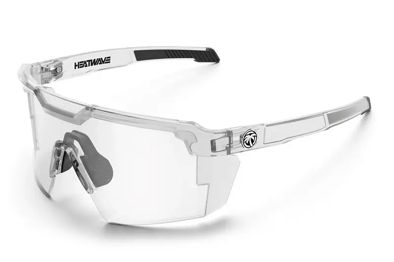 HEATWAVE VISUAL Future Tech Sunglasses: Vapor Clear Frame Photochromic Lens Z87+