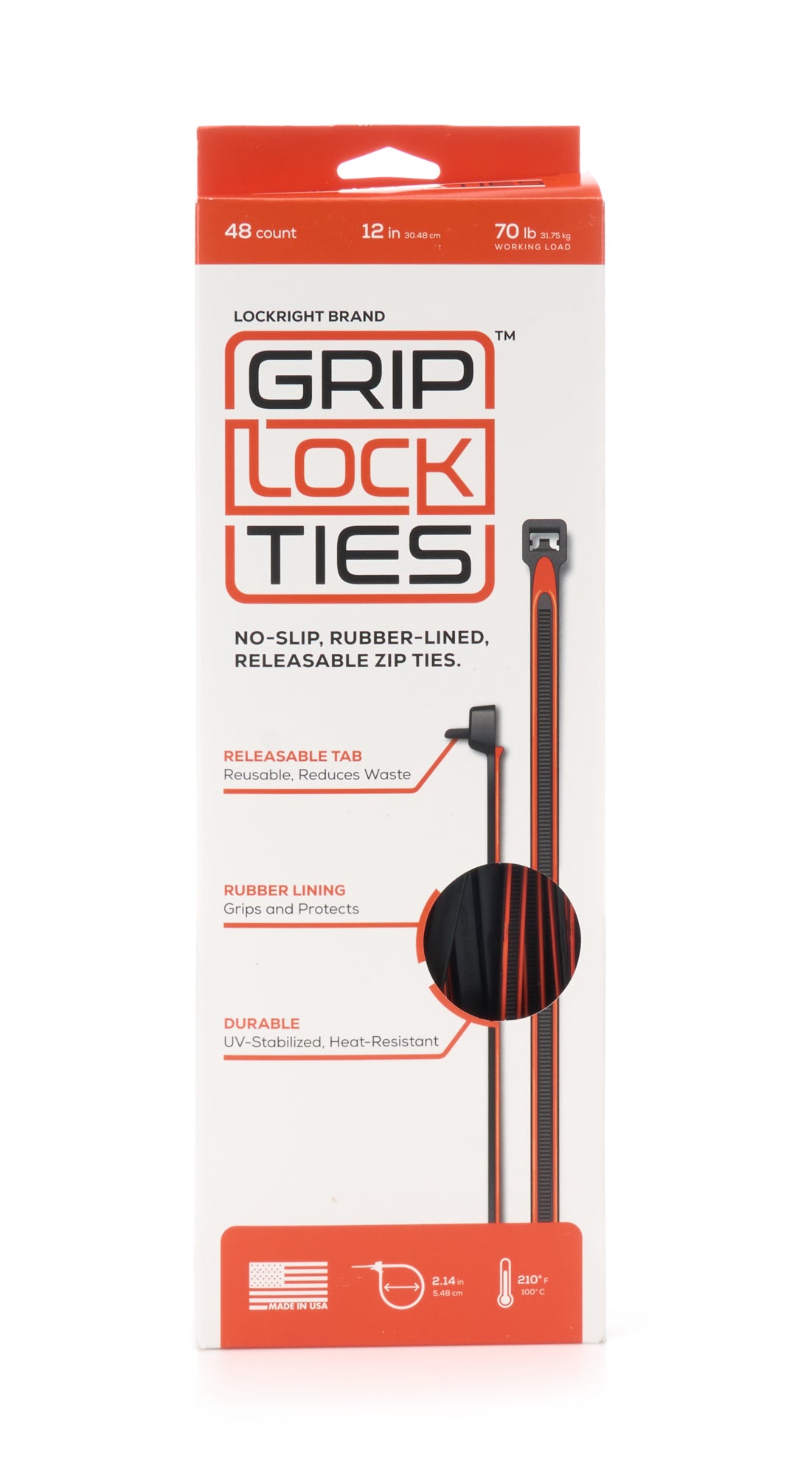 Zip Ties 12in Releasable Black / Orange 48pk