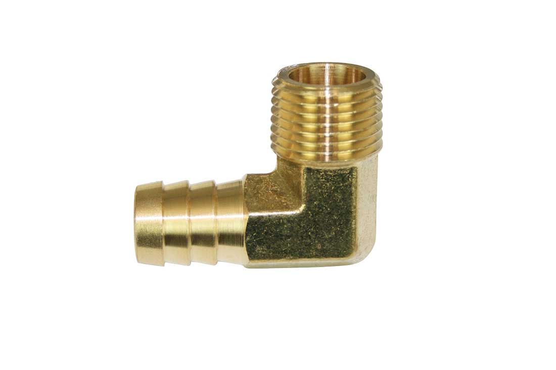 Fitting 1/2 NPT x 5/8 Barb 90-Deg Brass