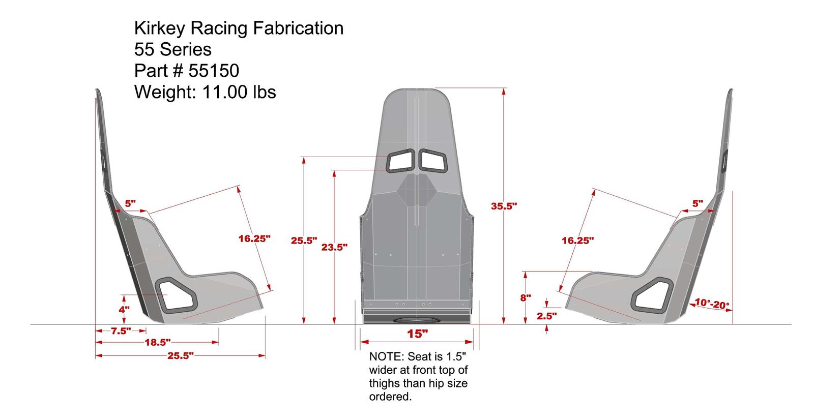 Kirkey 55 Series Aluminum Pro Street Drag Seat