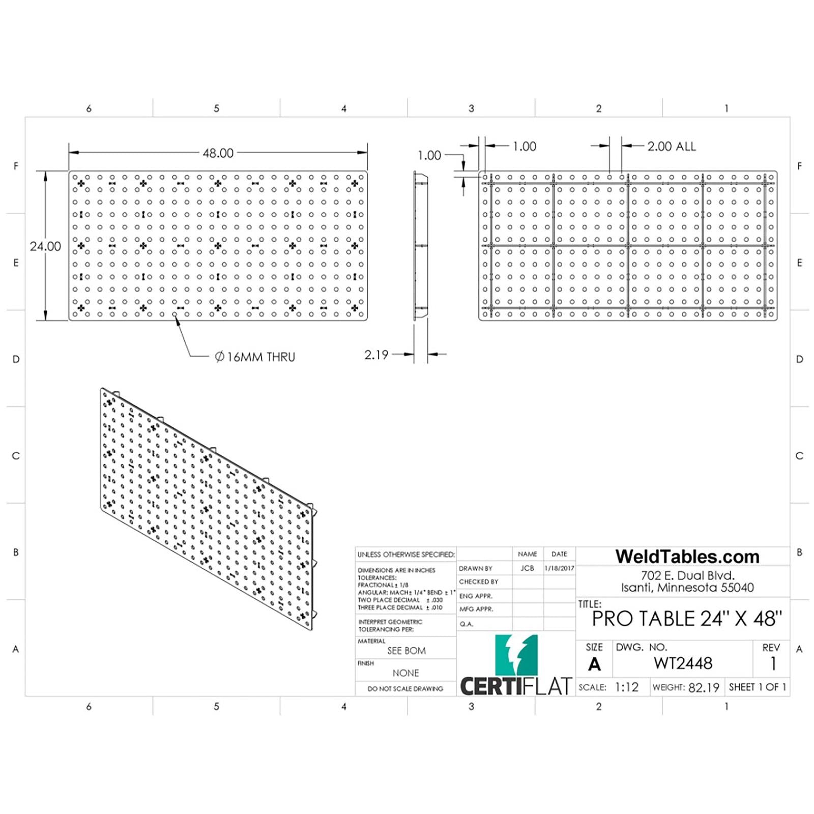 WeldTables CertiFlat Heavy-Duty Pro Top Kits WT2448-PRO-U