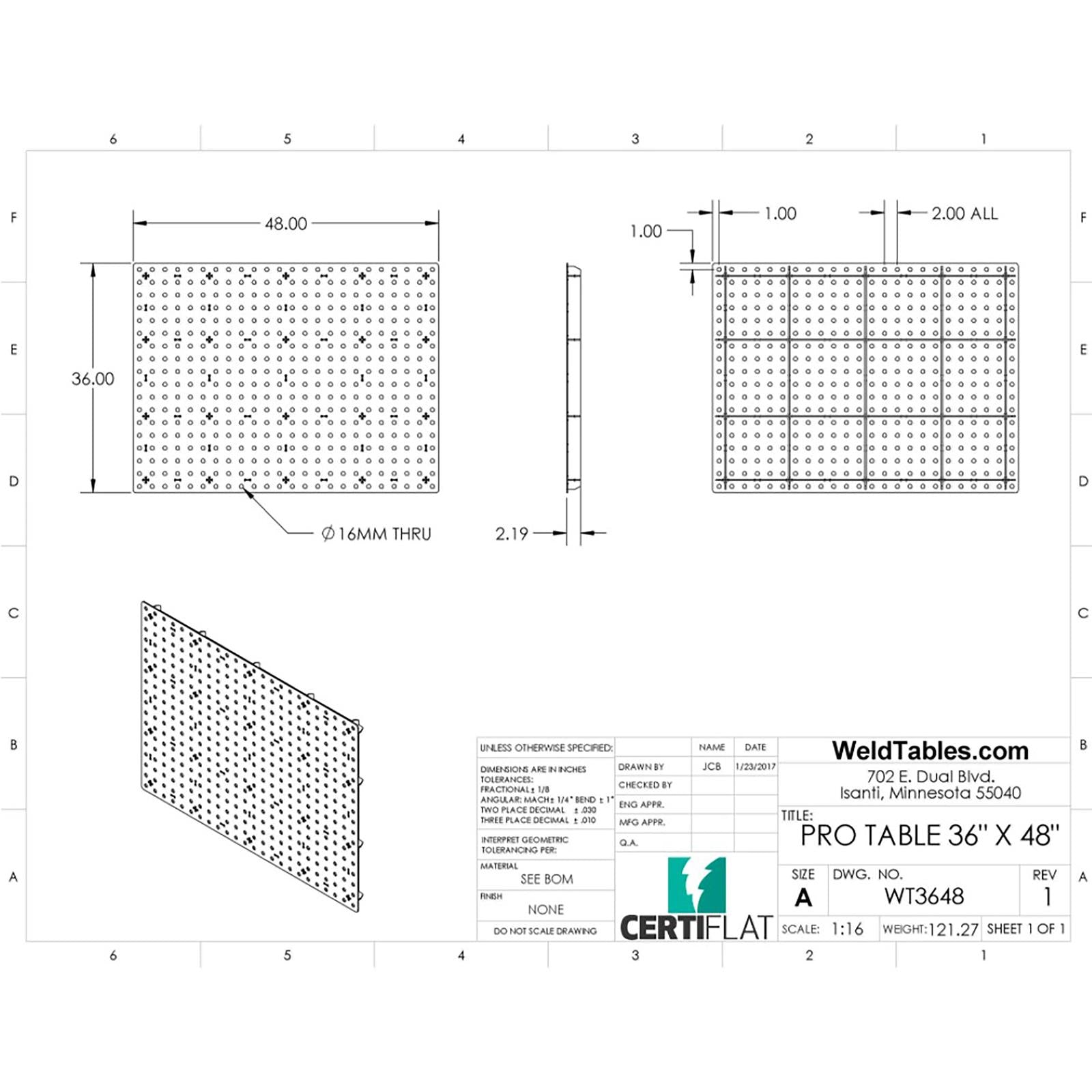 WeldTables CertiFlat Heavy-Duty Pro Top Kits WT3648-PRO-U