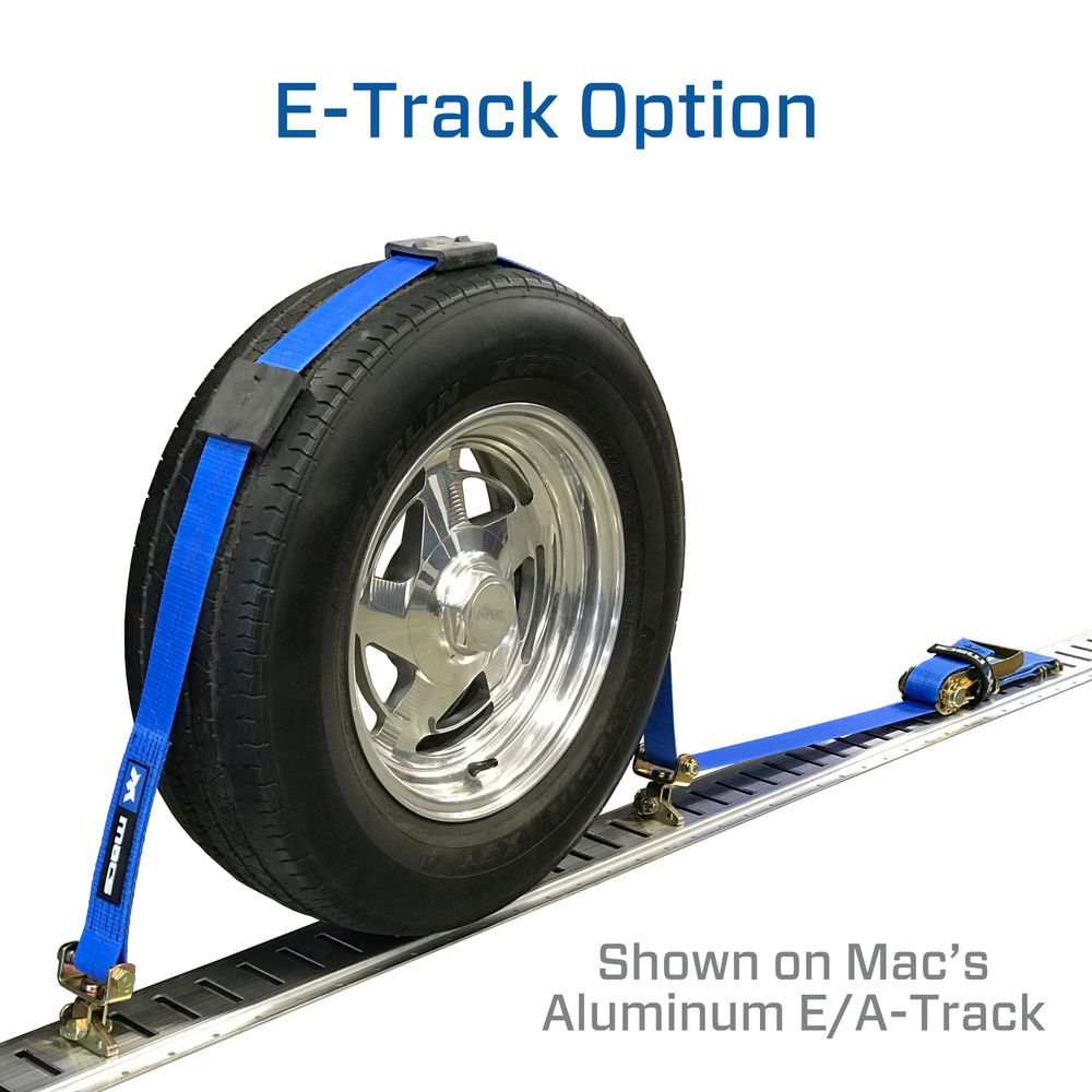 2" x 10' Tire Block Strap with E-Track Ends - Black