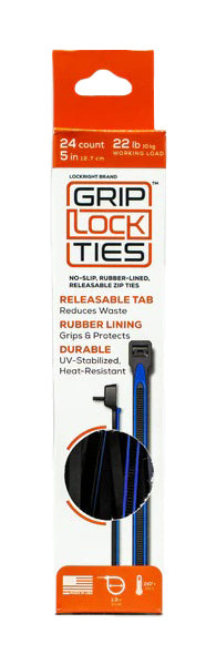 Zip Ties 5in Releasable Black / Blue 24pk