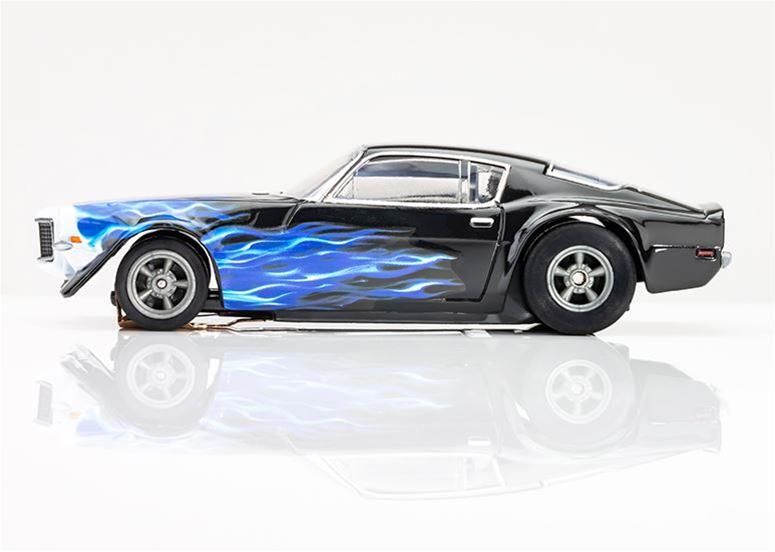 AFX Racing 1973 Chevrolet Camaro Wild Fire Black Blue Mega G HO Slot Cars 22046