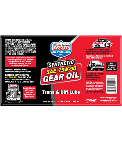 Lucas Pure Synthetic Gear Oil 75w90