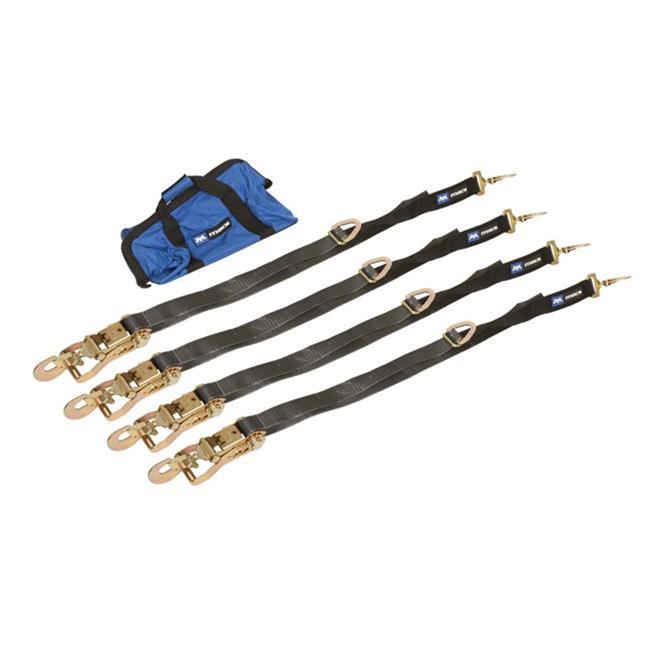 2" x 10' Tire Block Strap Pack with Twisted Snap Hook Ends - Black