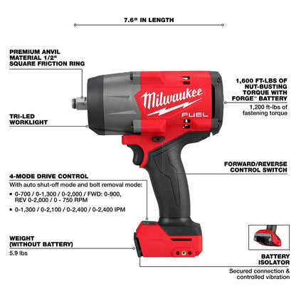 Milwaukee M18 FUEL 1/2 in. High-Torque Impact Wrench with Friction Ring 2967-20